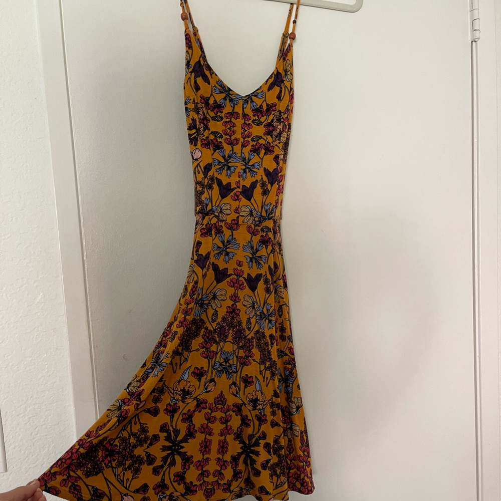 Comfy Mustard Patterned Fall Dress